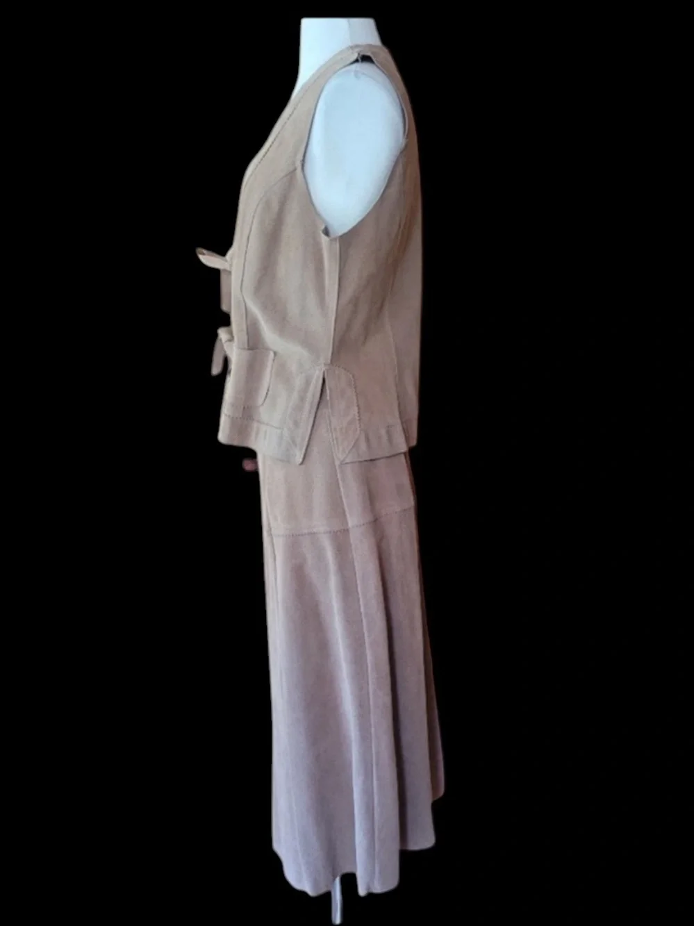 1960s/1970s Tan, Suede Vest & Skirt‎